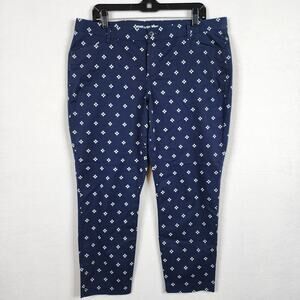 Gap Khakis Pants Capri Blue Slim City Geometric Ankle Stretch Mid Rise Size 14